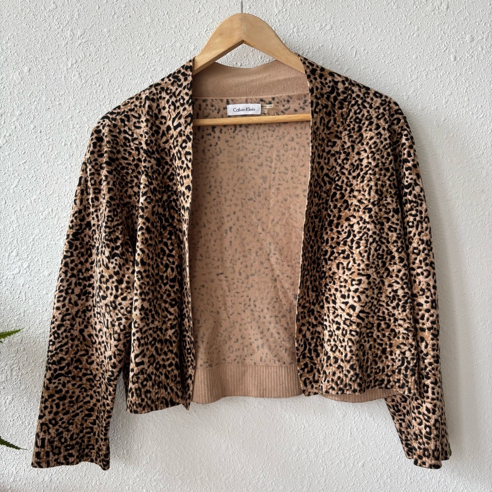 Calvin Klein - Cropped Cardigan - Animal Print - Size XL